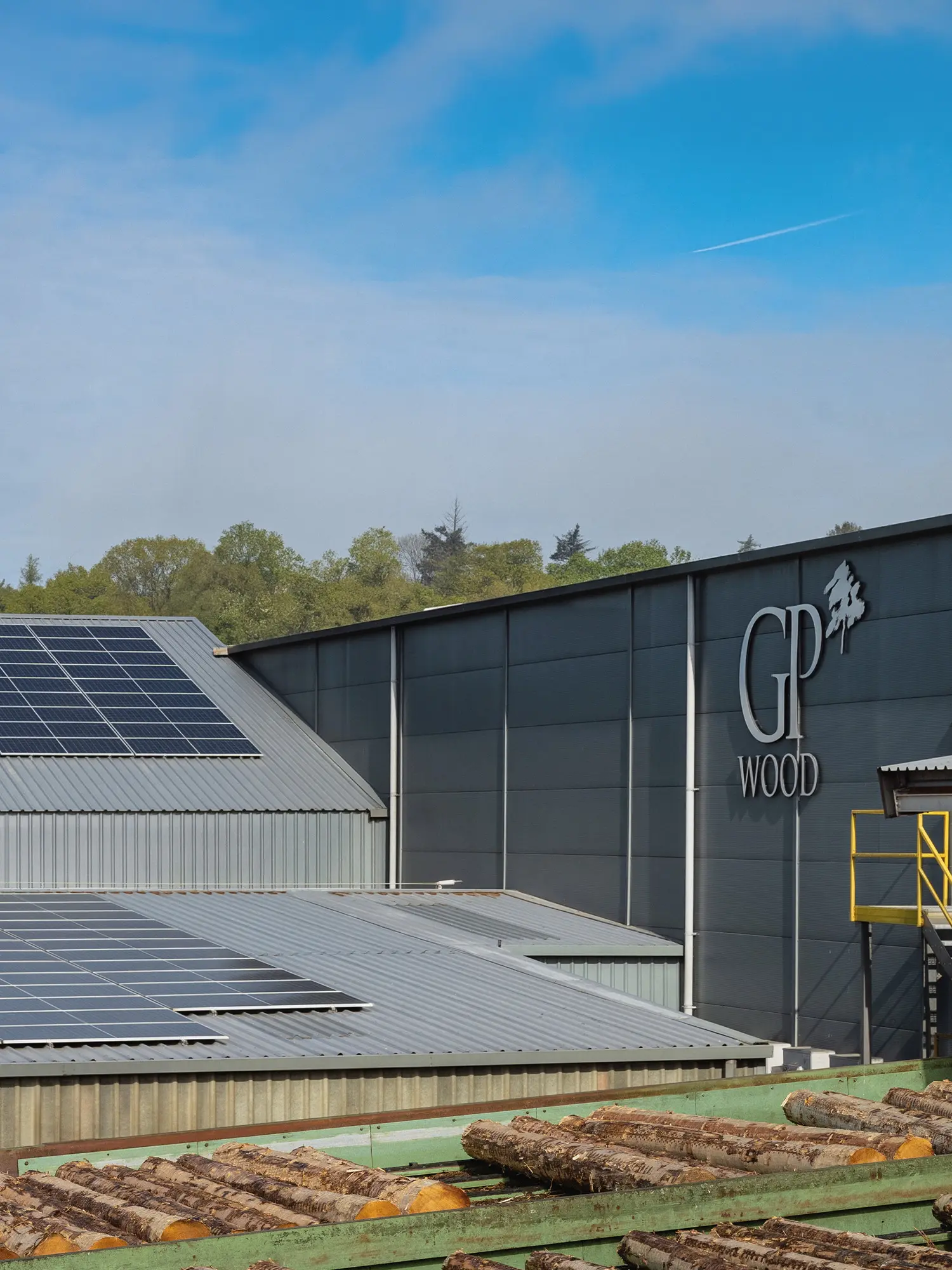 Rooftop solar panels on the GP Wood sawmill