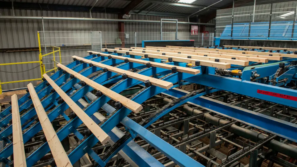 Modern sawmill production line at GP Wood, 2024