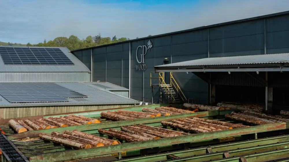 Solar panels on the roof of the GP Wood sawmill