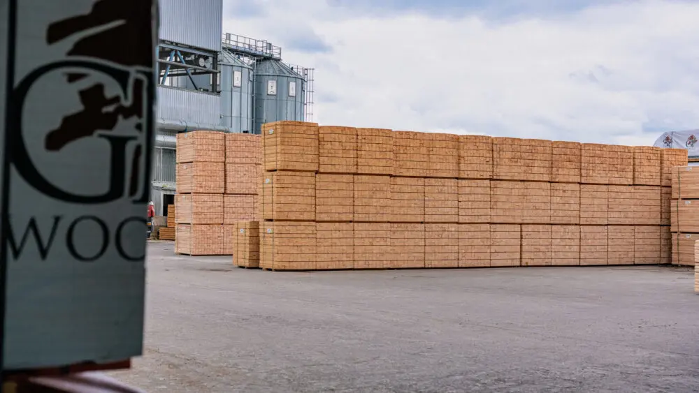 Stacks of pallet material timber at GP Wood